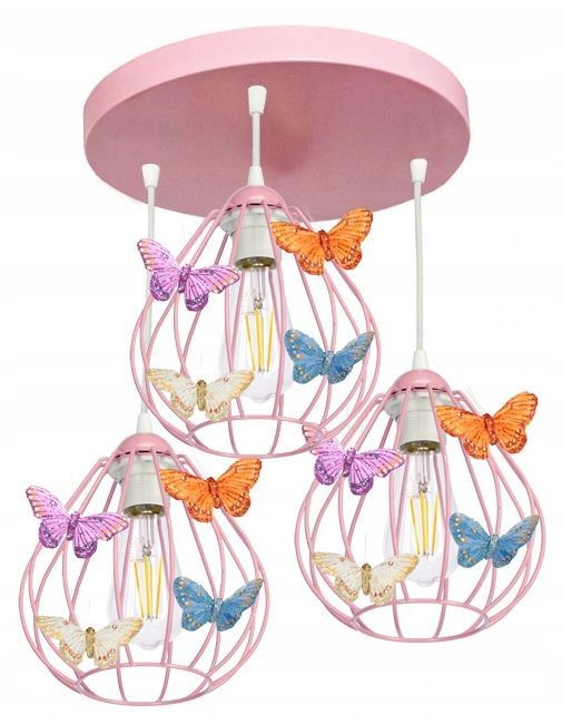 Lampa wisząca DECORI motylek 3 różowy owal koło, 1szt