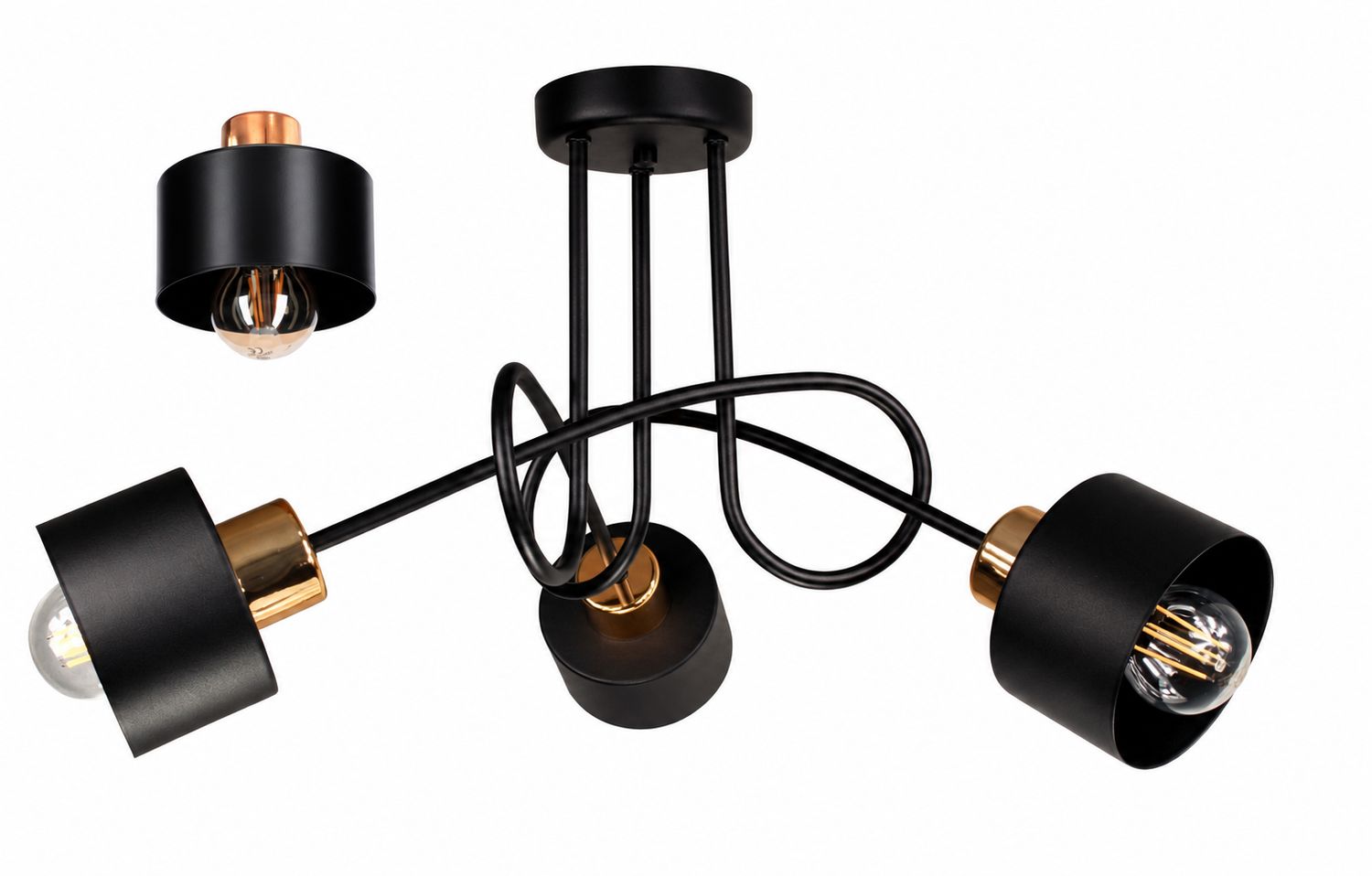 Lampa DECORI Edison Max 3 Loft Czarny Miedź, 1 szt
