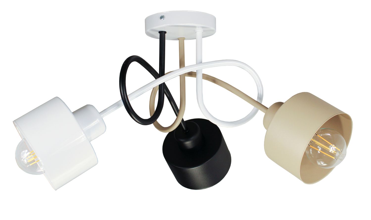 Lampa DECORI Edison Mini Loft 3 Biały Czarny Beż, 1 szt