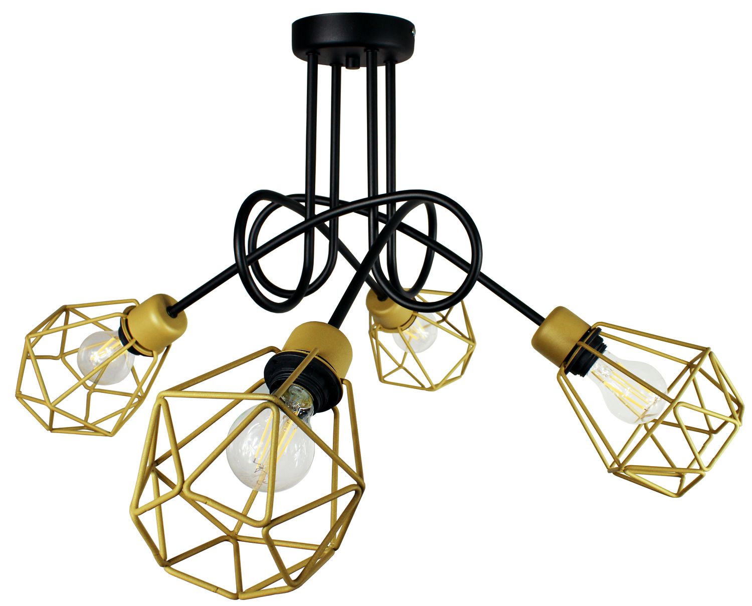 Lampa DECORI Edison Max 4 Diamond Czarny Złoty, 1 szt