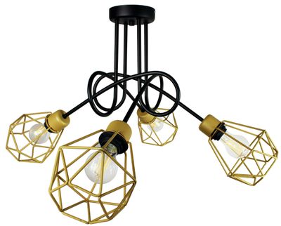 Lampa DECORI Edison Max 4 Diamond Czarny Złoty, 1 szt
