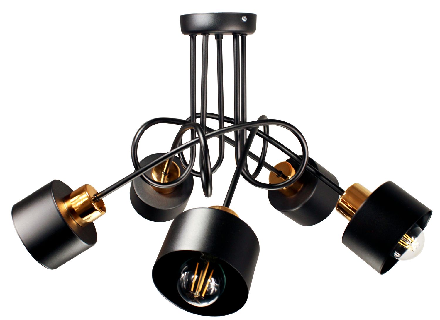 Lampa DECORI Edison Max 5 Loft Czarny Miedź, 1 szt