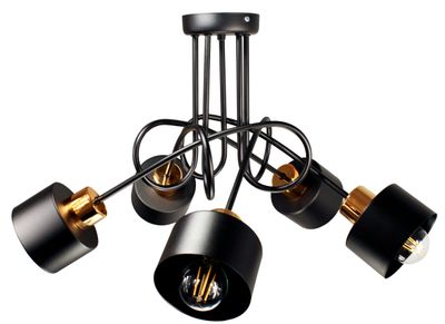 Lampa DECORI Edison Max 5 Loft Czarny Miedź, 1 szt