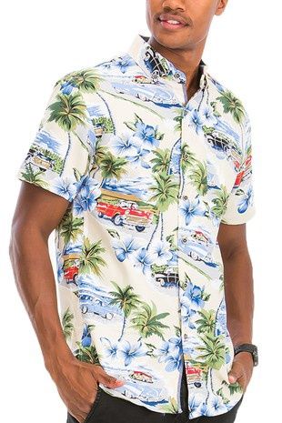 Men’s Hawaiian Print Button Shirts