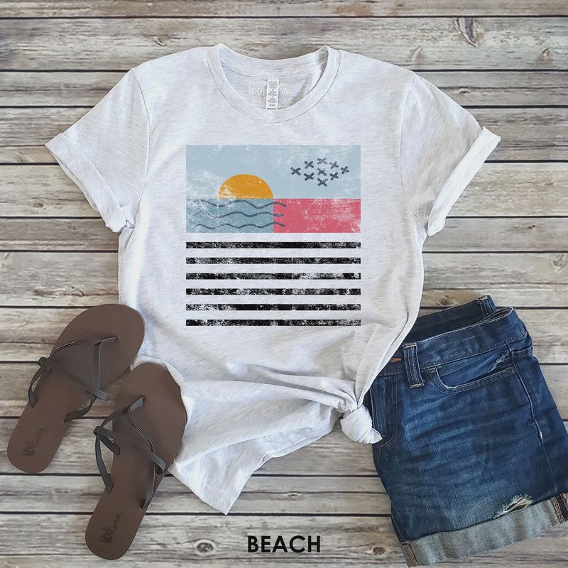 Modern Beach Landscape Graphic Tee