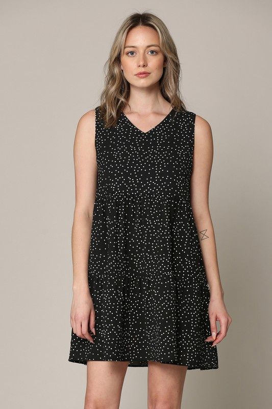 Black Polka Dot Sleeveless Summer Dress