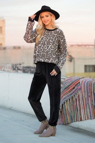 Velvet Leopard Crewneck Sweater