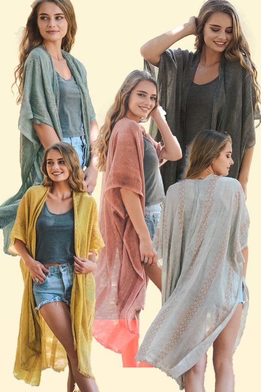 Woven Long Line Tribal Kimono