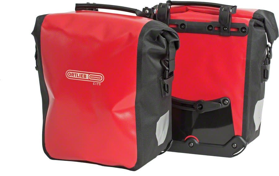 Ortlieb Front Roller City Pannier Pair -  Red/Black - 25L