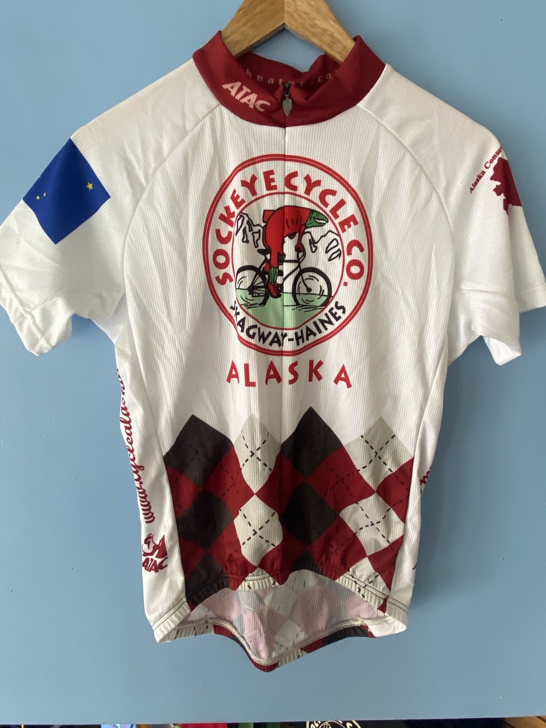 Jersey Womens SS Atac Sockeye Logo Argyle Sola Wht/Red