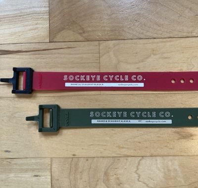 Voile Straps 15&quot; Olive Green w/ Nylon Buckle - Sockeye Cycle Logo