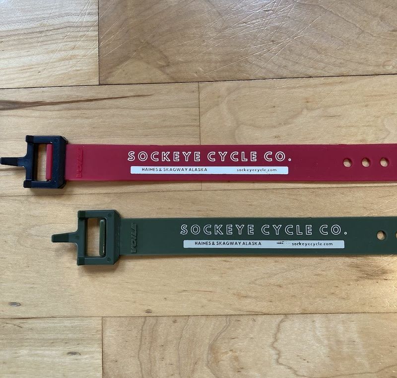 Voile Straps 15&quot; Olive Green w/ Nylon Buckle - Sockeye Cycle Logo
