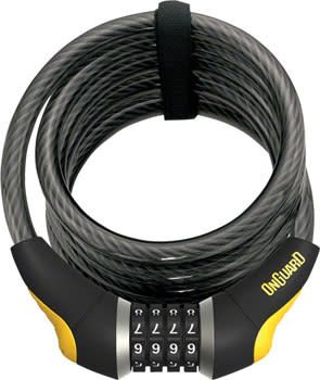 OnGuard Doberman Combo Cable Lock: 6&#39; x 12mm Gray/Black/Yellow