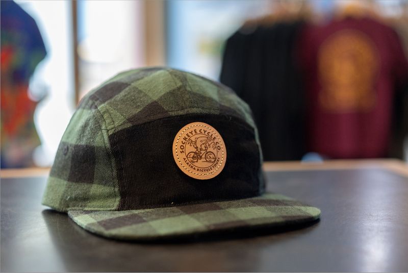 Hat Captuer 5-Panel Flannel w/ Leather Patch Green