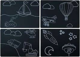 Chalkboard Placemat 4 Set Transportation