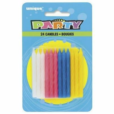 24 Candles White Pink Blue Yellow