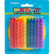 10 Candles Red Orange Yellow Green Blue Purple