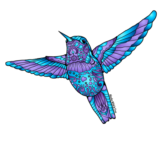 Blue and Purple Hummingbird Magnet