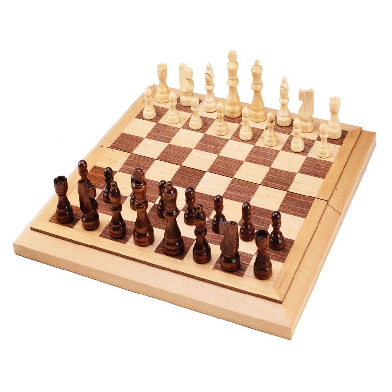 15" Folding Chess &amp; Checker Combo - wood board