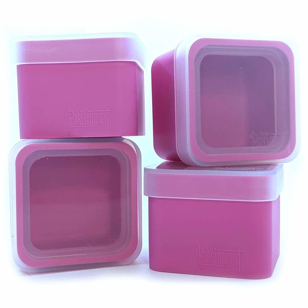 All Silicone 4 Mini Containers Pink
