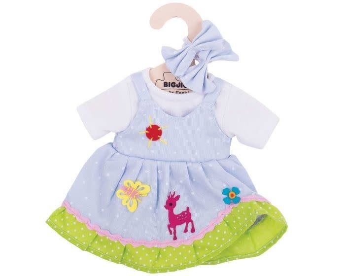 Medium Blue Spotted Dress with Deer