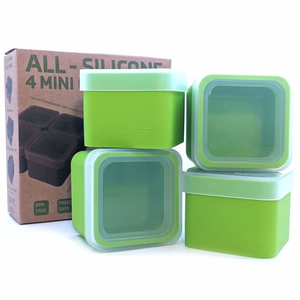 All Silicone 4 Mini Containers Green