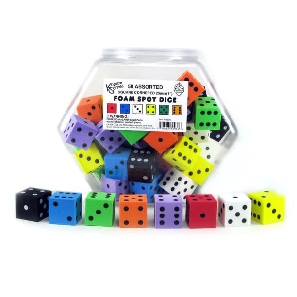 50mm Foam Dice Single Dice Assorted Colors