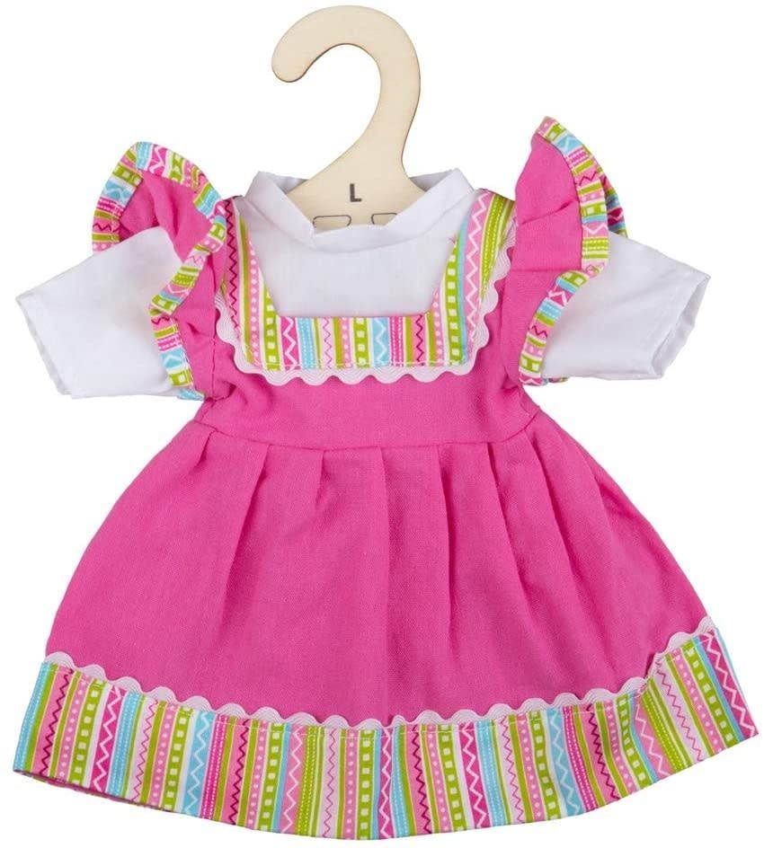 Medium Pink Dress with Striped Trim