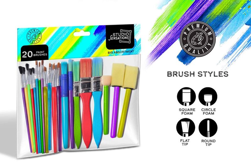 20pc Assorted Paint Brush Set