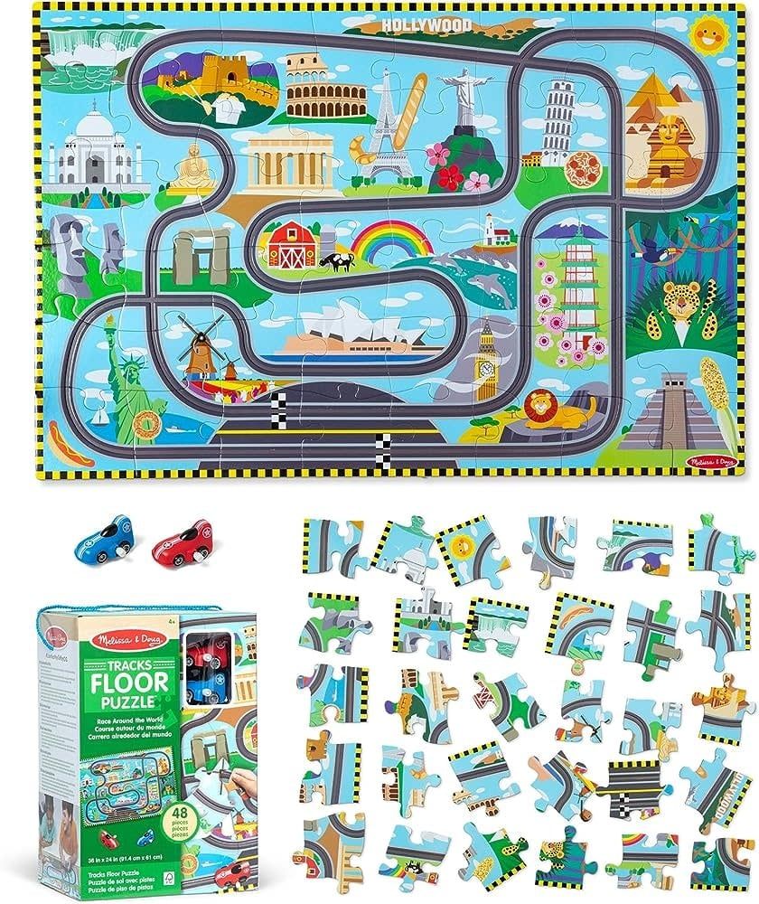 Race Track Floor Puzzle &amp; Play Set