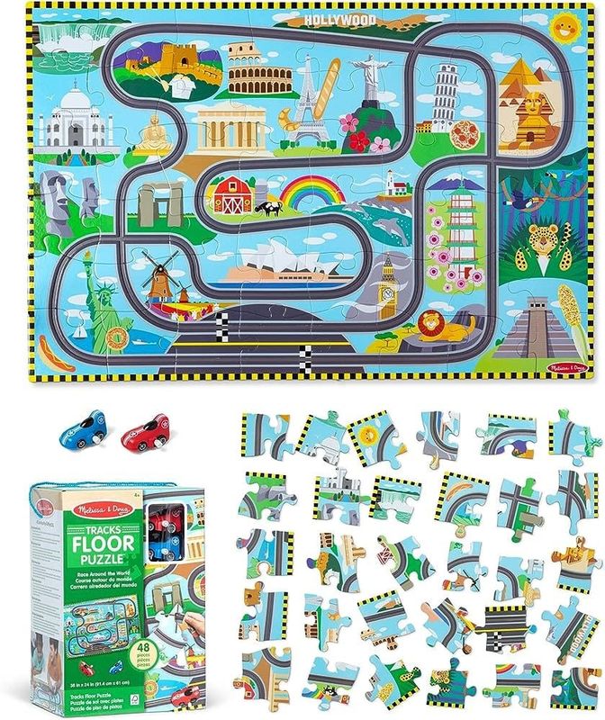 Race Track Floor Puzzle &amp; Play Set