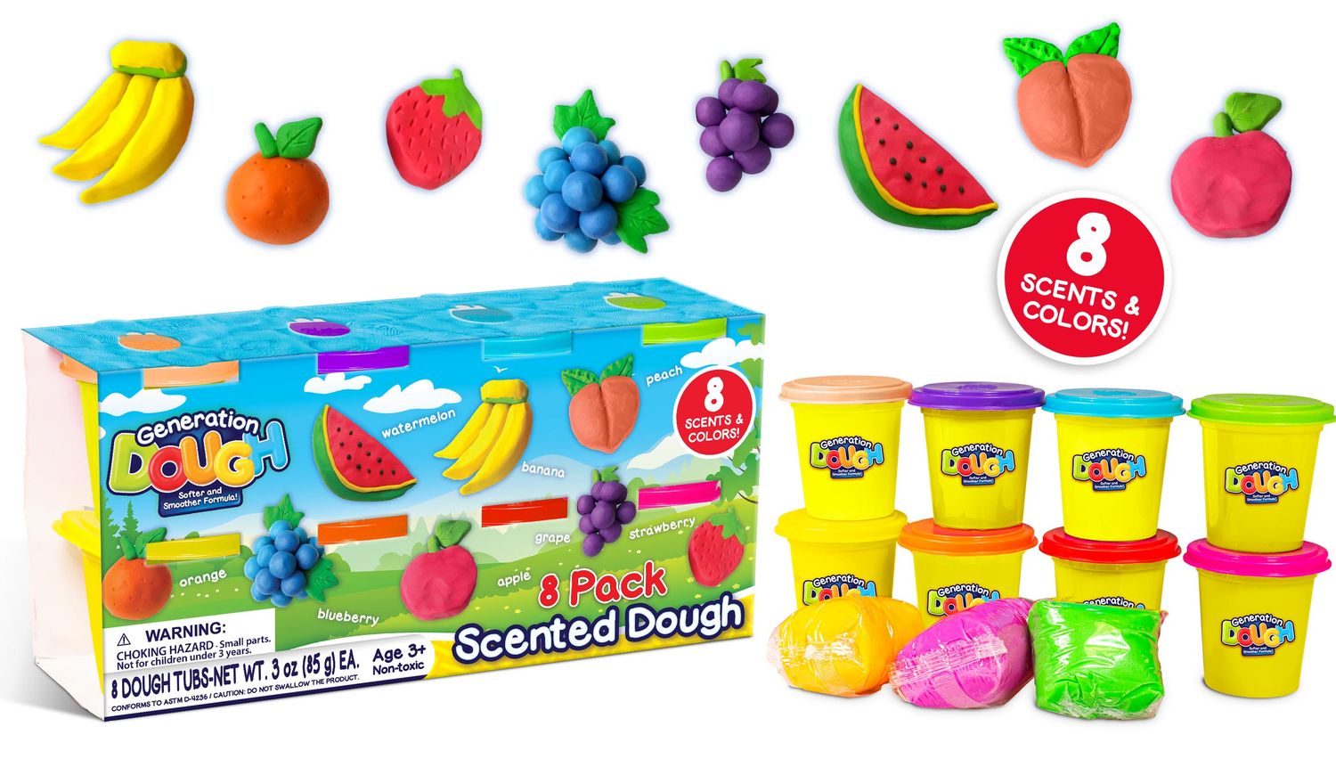 8 Pack Scented Dough Tubs - 3oz
