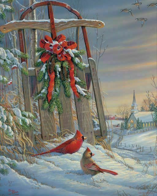 Winter Red Birds 1000 Piece Jigsaw Puzzle