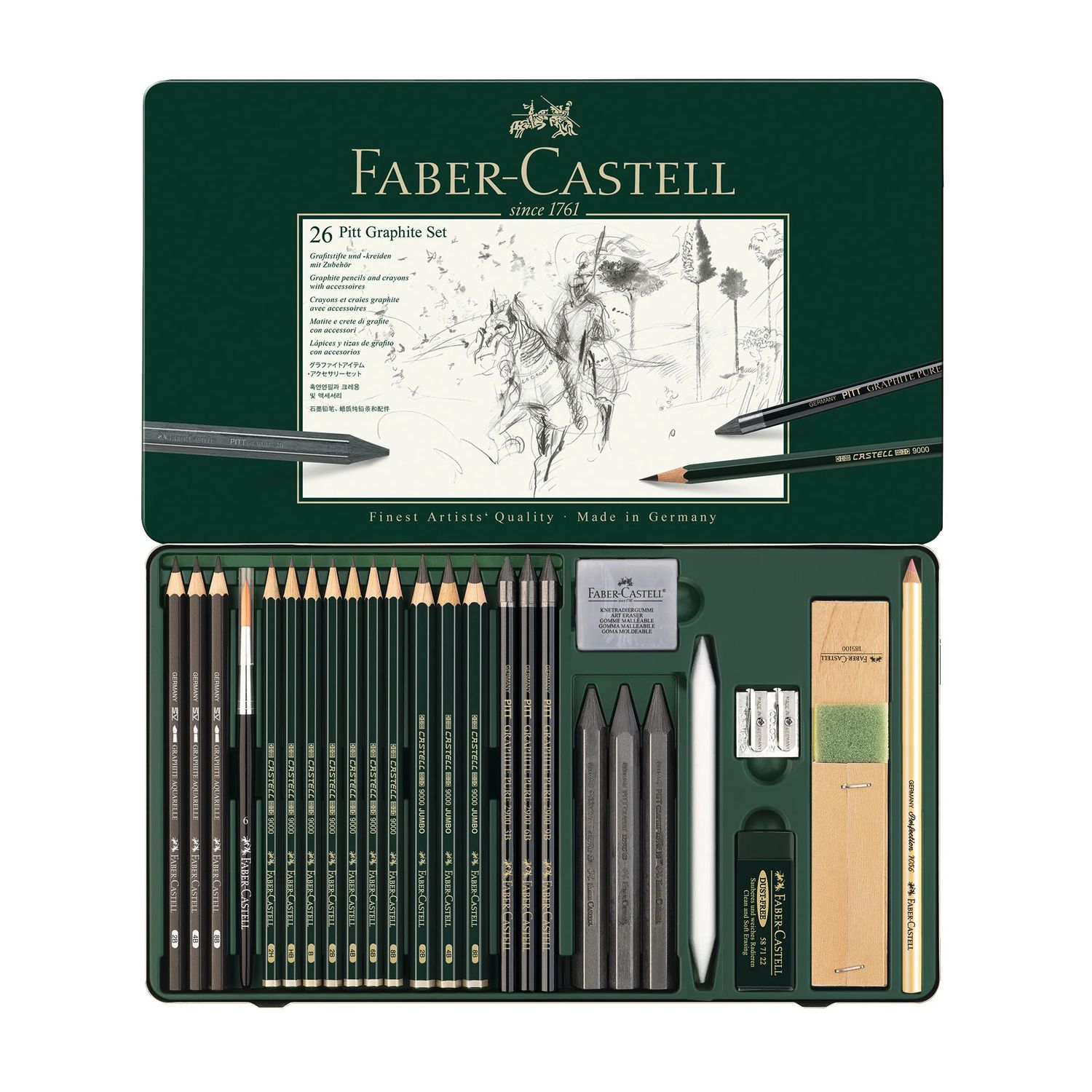 Pitt Graphite Metal Tin - 26ct - Graphite Set -
