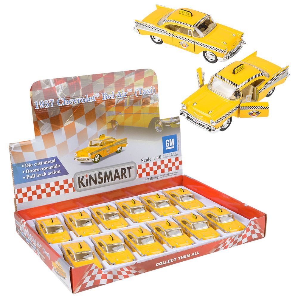 5' Diecast Pull Back Chevrolet Bel Air Taxi