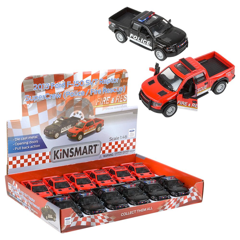 5" Diecast Pull Back F-150 Police &amp; Fire