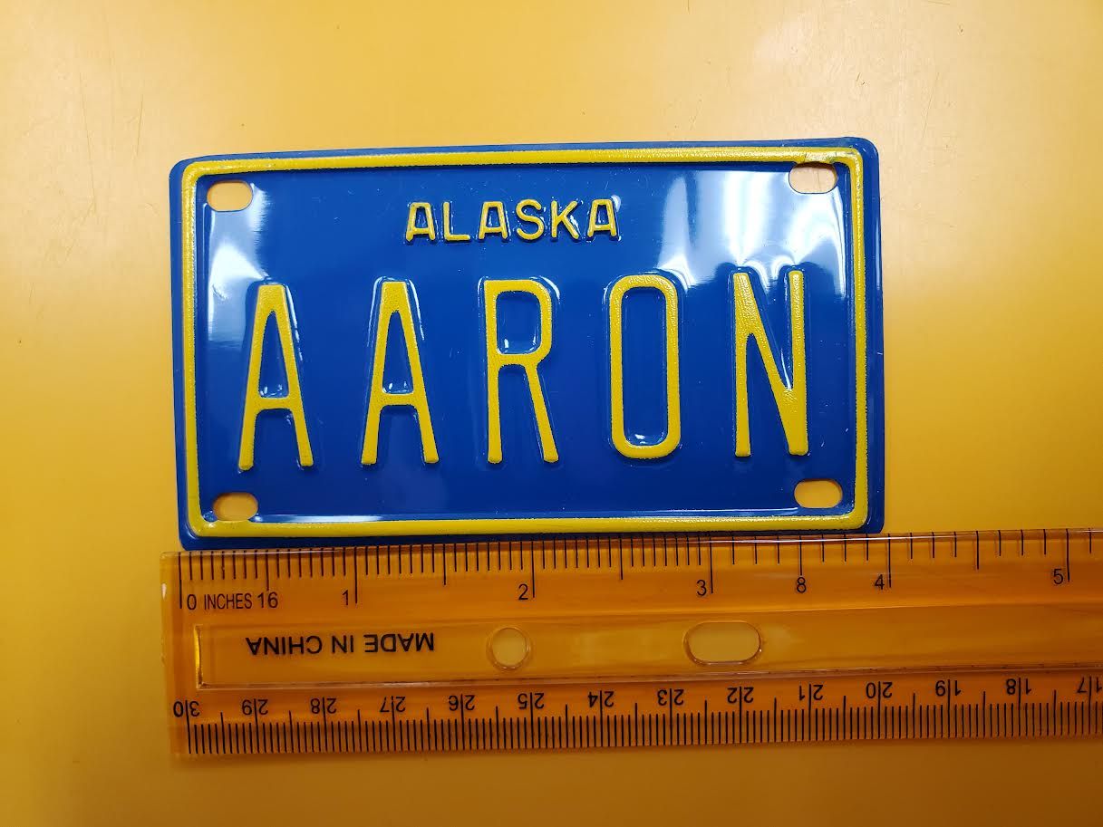 Mini Name Alaska License Plate, Design: Aaron