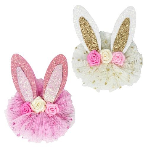Floral Bunny Hairclip, Color: Pink