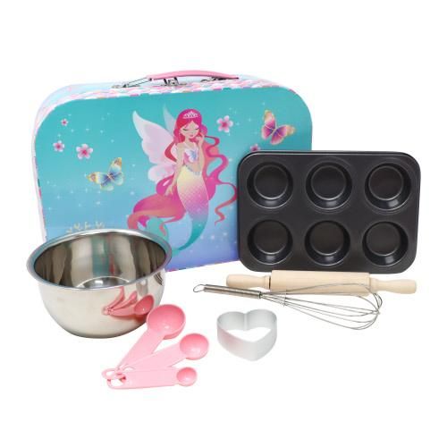 Shimmering Mermaid 6 piece Kids Baking Set &amp; Carry