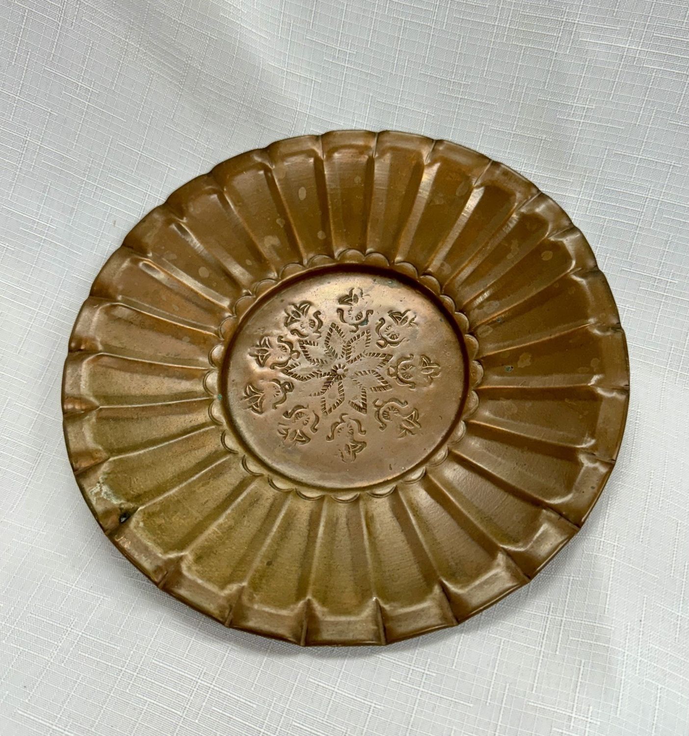 Copper Decorative Wall Plate with Etching