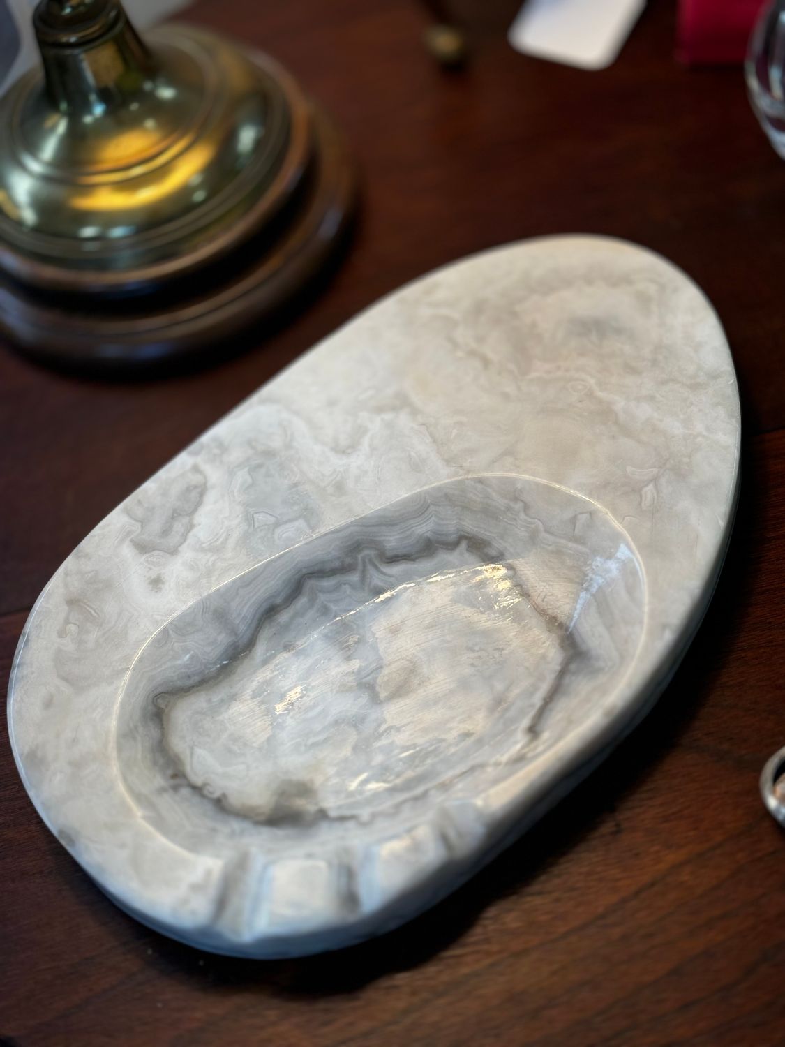 Vintage White Agate Ashtray