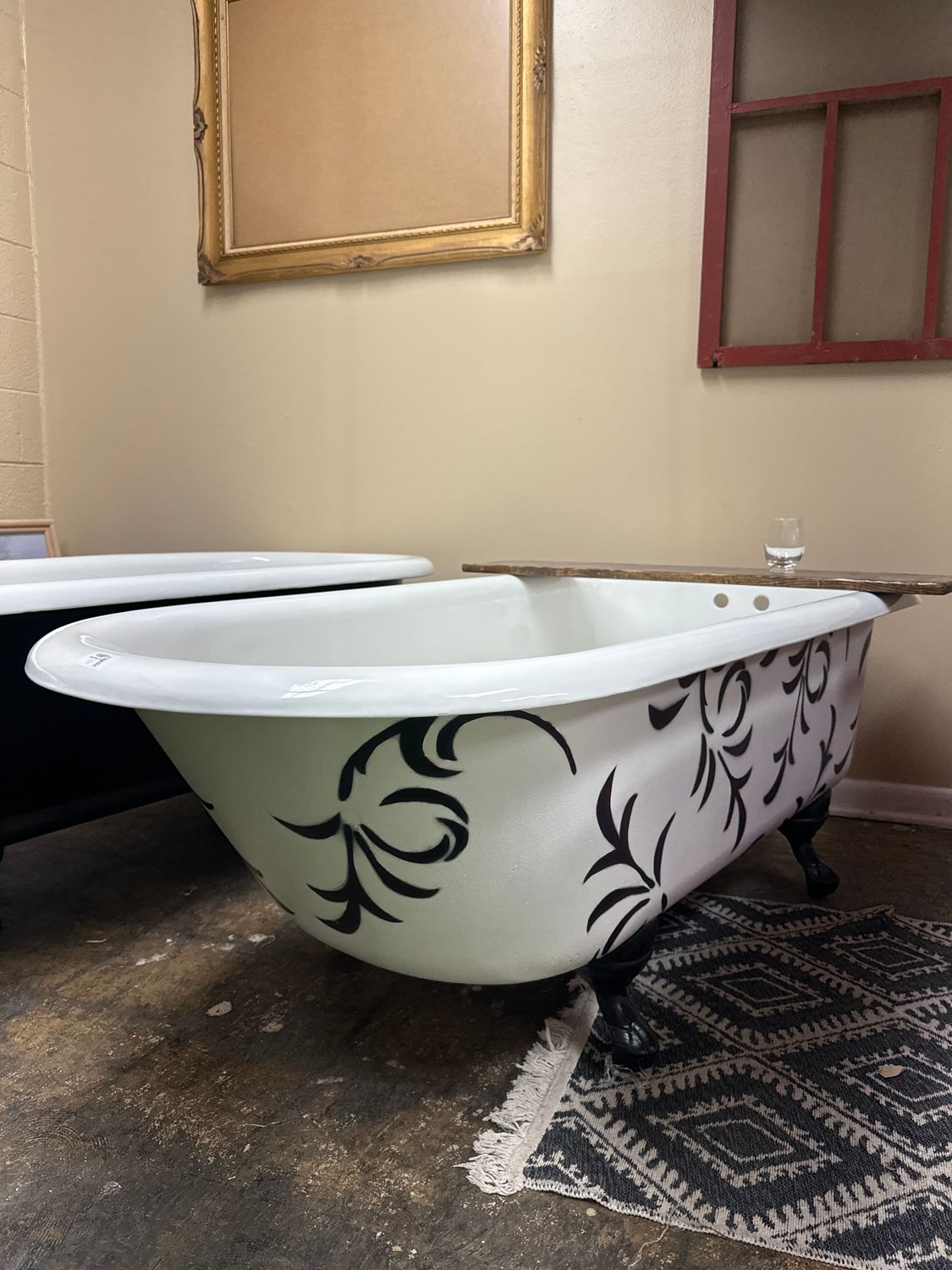 Black Stencil Tub 60”