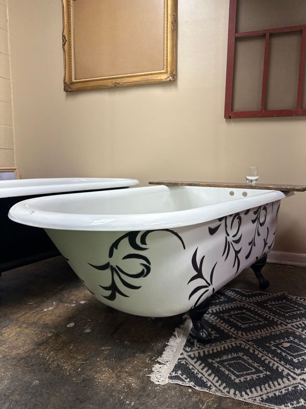 Black Stencil Tub 60”