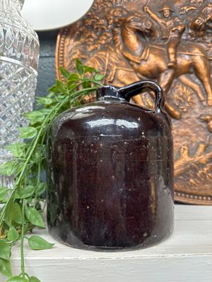 Vintage Rare 1800s Albany Slip Glaze Whiskey Jug Moonshine Stoneware Crock