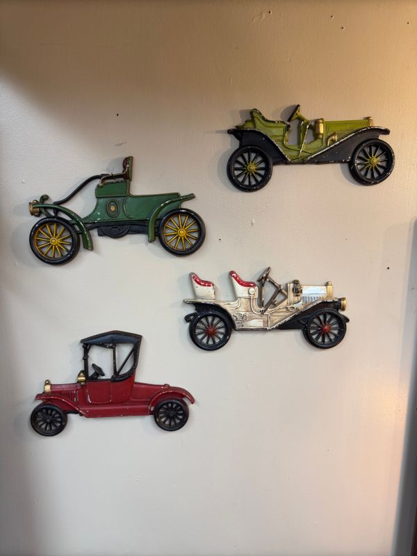 Vintage Cast Iron Antique Car Plaques Set of 4