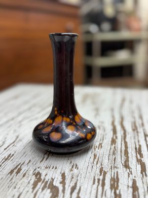 Vintage Brown Splatter Glaze Vase