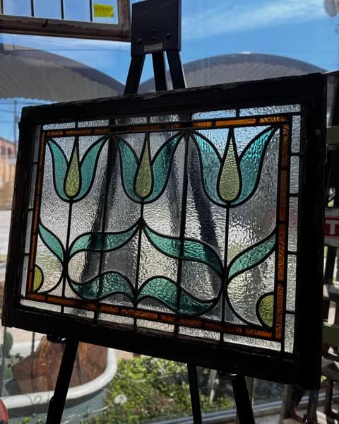 Antique Stained Glass Window - Tulips