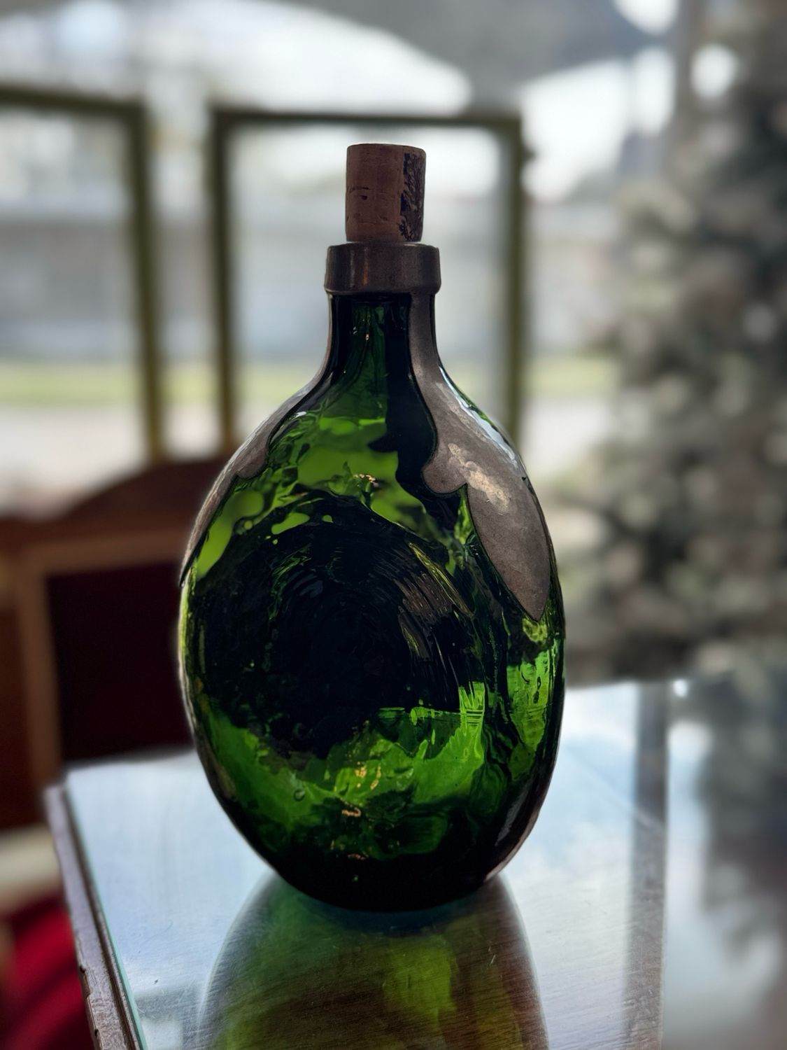 Vintage Decanter Green Glass