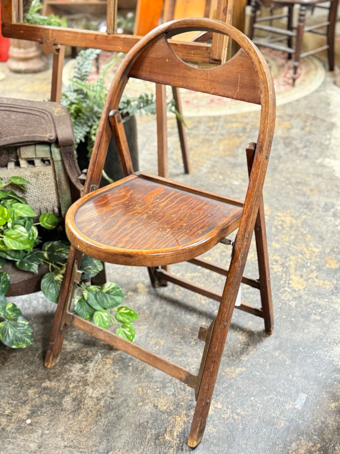 Vintage Wood Folding Funeral Chair