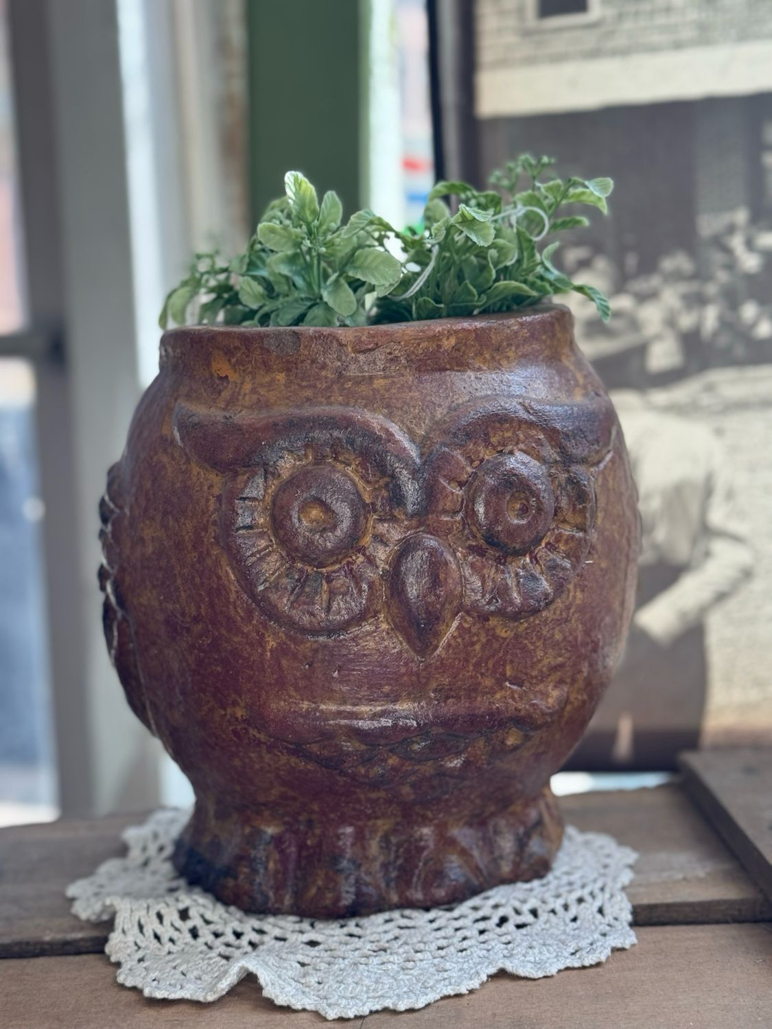 Clay Owl Planter